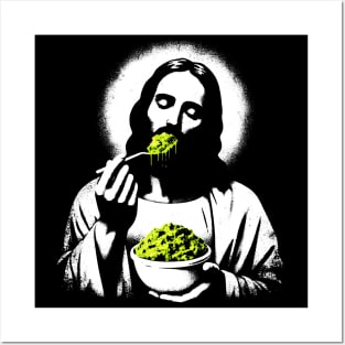 Jesus Christ Eating Guacamole Avocado Posters and Art